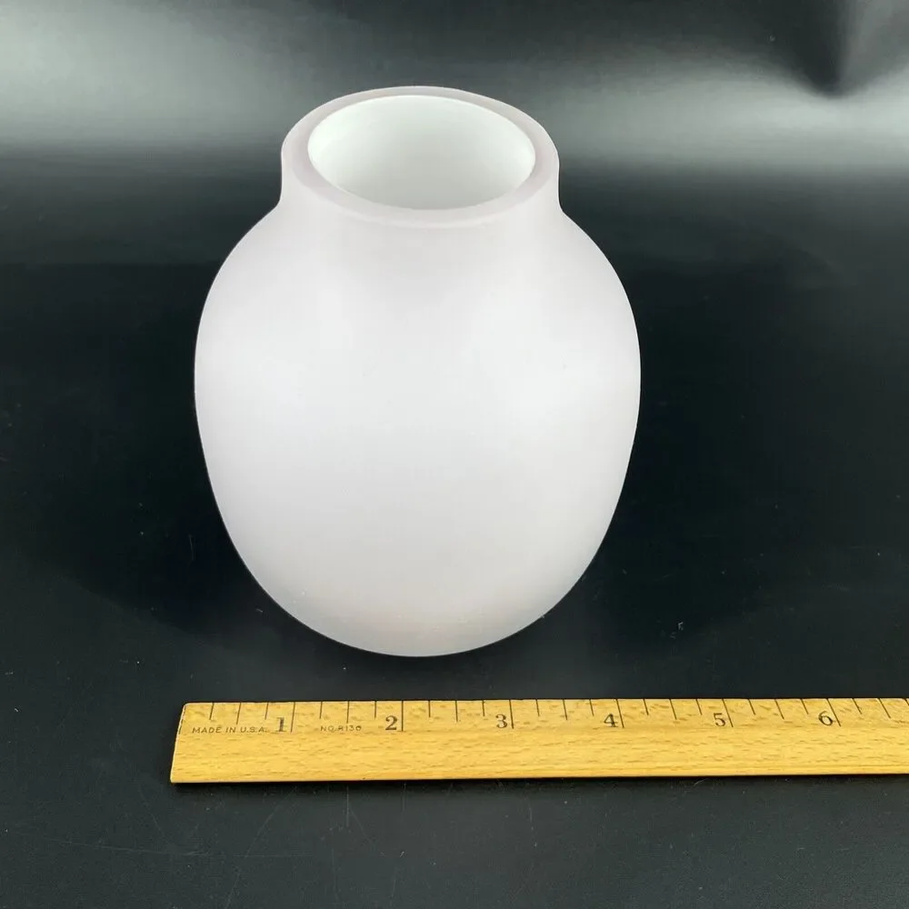 West Elm Soft Pink Cased Glass Vase Matte Finish White Interior 5 in